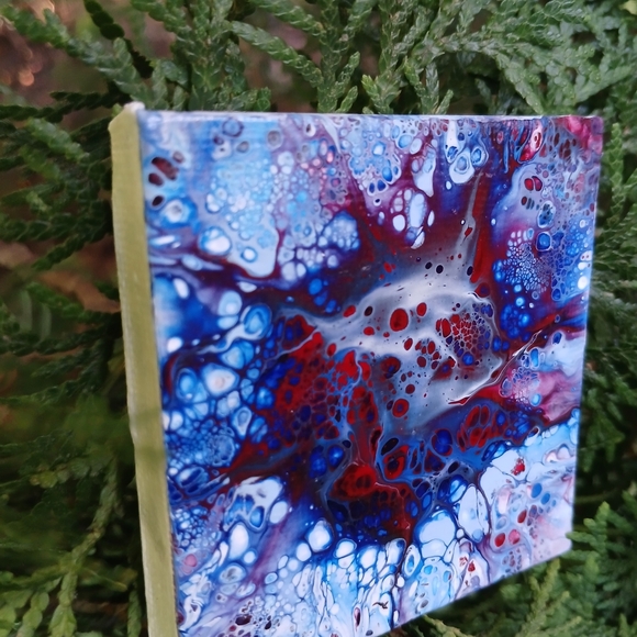 "Orb Eruption" Acrylic Pour Painted Magnetic Stretched Canvas - Picture 2 of 6